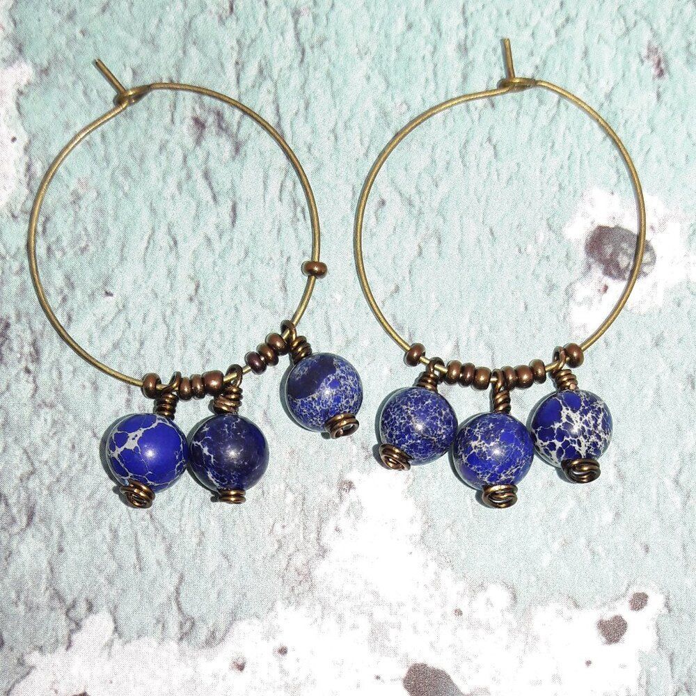 Blue Bronze Antique.Bronze Hoops Hidden Meaning earrings Meaning & Symboli  409■